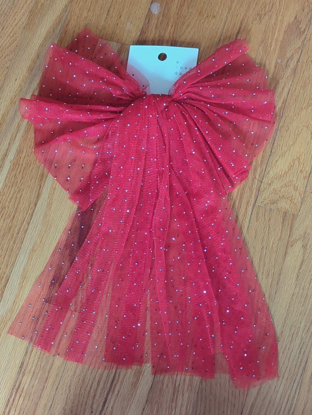 a new day Red Sparkle Bow Hair Clip